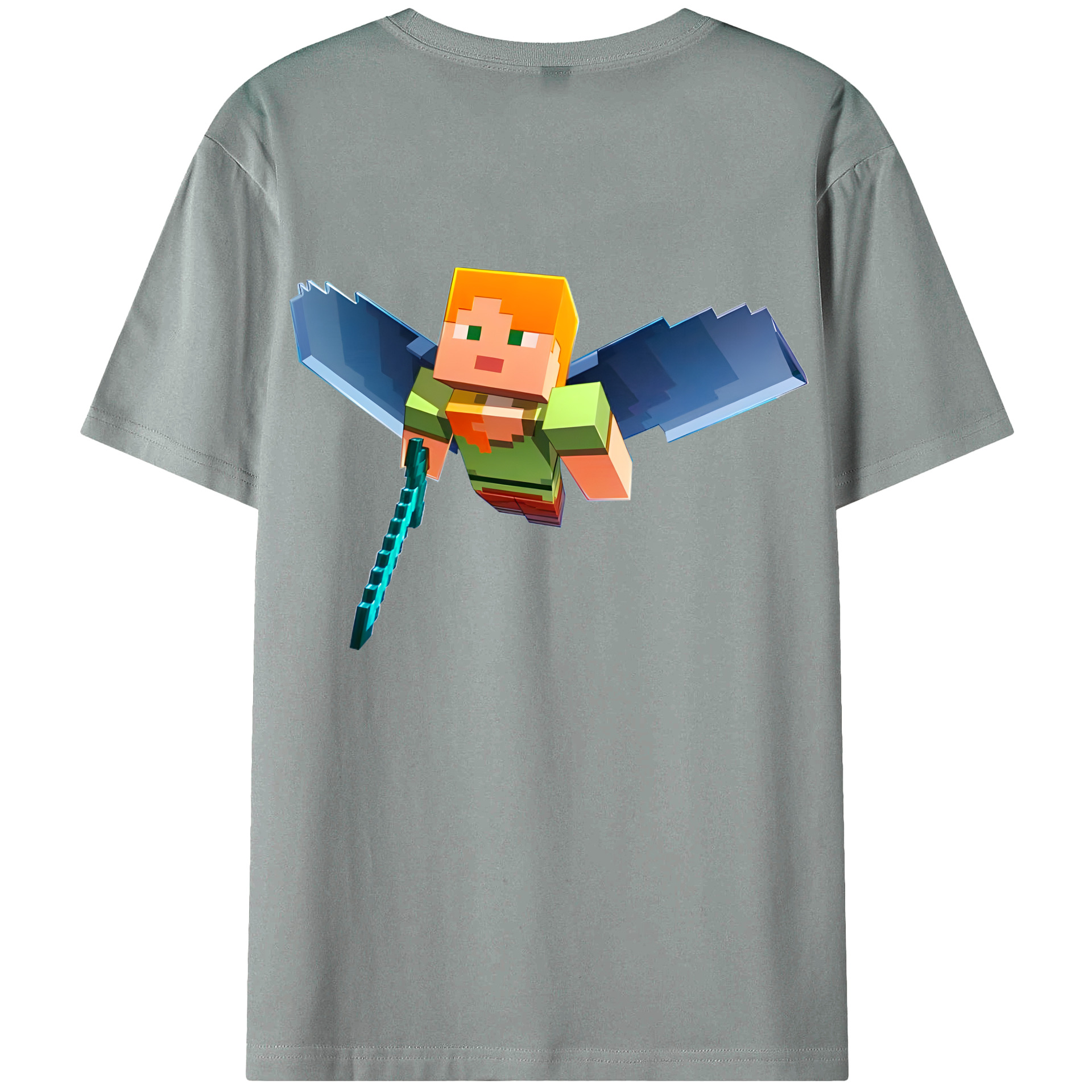 （画像用） マインクラフト ブロックの世界 Minecraft MC Block world 綿100％ メンズ半袖Tシャツ（バックプリント） 通気性